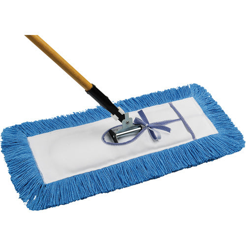 Dust Mop Kit 24" Blue Tie-On with Wood Handle, Frame and Dusting Head - 1 Each