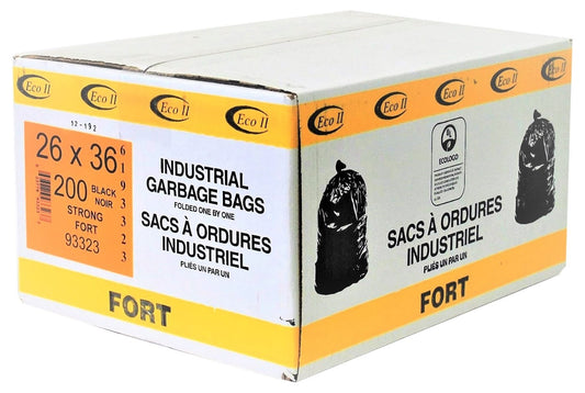Black Garbage Bags, 26 x 36, X-Strong - 125/Case
