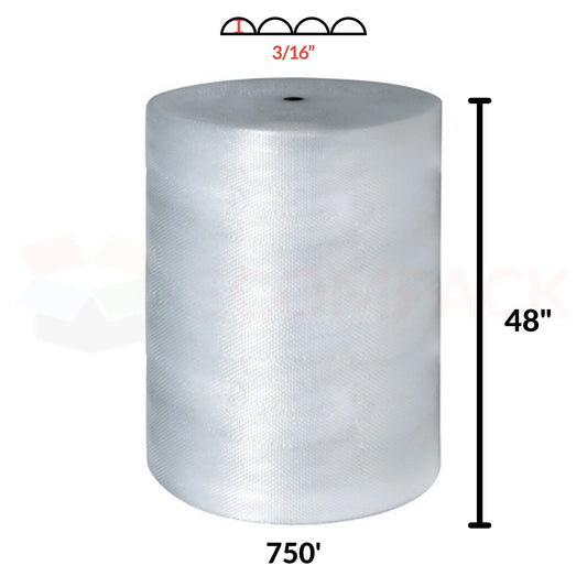 Bubble Roll, 48" x 750" x 3/16", Slit 12", 4 Rolls / Bundle - 1 Each