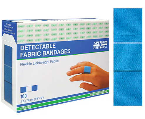 Fabric Detectable Bandages, 2.2 x 7.6 cm - 100/Box