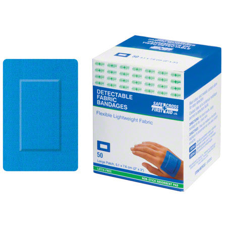 Fabric Detectable Bandages, Large Patch, 5.1 x 7.6 cm - 50/Box