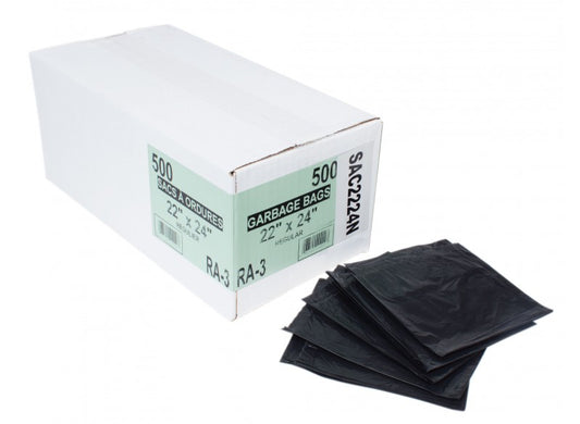 Black Garbage Bags, 22 x 24, Regular - 500 Bags / Case