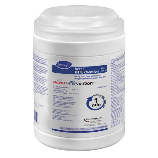 Disinfectant Cleaning Wipes with Hydrogen Peroxide, Diversey Accel INTERVENTION wipes - 12 containers x 160 wipes