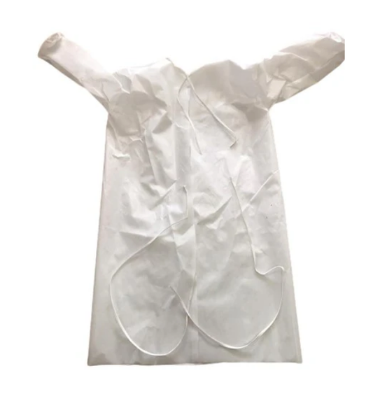 Isolation Gown, White Plastic Large - 100/Case